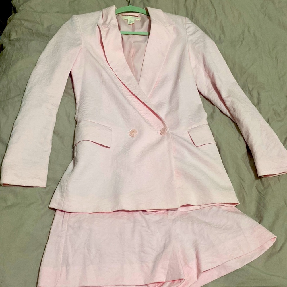 H&M summer garden party baby pink set shorts and jacket